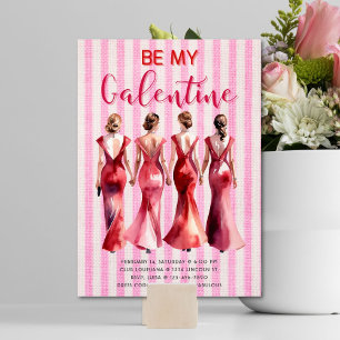 Be My Galentine Invitation I Chic Pink & Red Girls