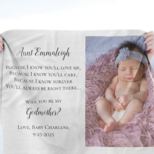 Be My Godmother Proposal Photo Invite Fleece Blanket