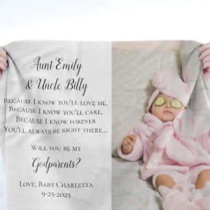 Be My Godparents Proposal Photo Invite Fleece Blanket