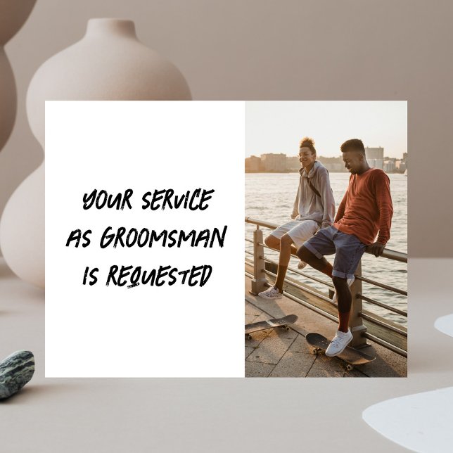 Be My Groomsman Brush Script Photo Postcard (Creator Uploaded)