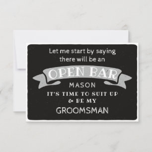 Be My Groomsman Card - Funny Open Bar
