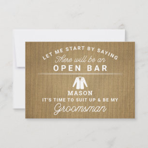 Be My Groomsman Card - Rustic Burlap