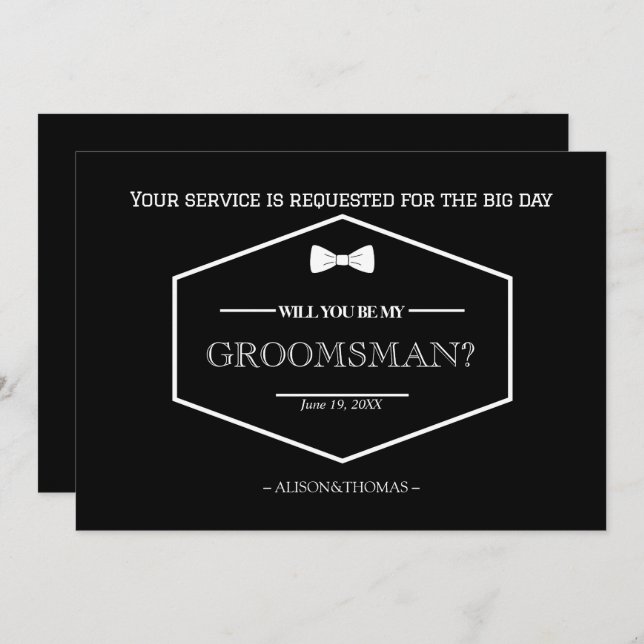 Be My Groomsman Proposal Wedding Invitation Card (Front/Back)