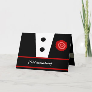 Be My Groomsman Wedding Invite - Tuxedo with Rose