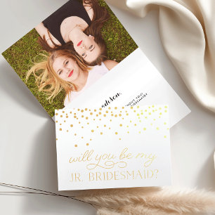 Be My Junior Bridesmaid Personalised Photo Gold Foil Card