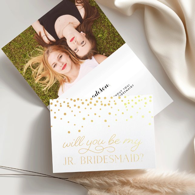 Be My Junior Bridesmaid | Personalised Photo Gold Foil Card (Creator Uploaded)
