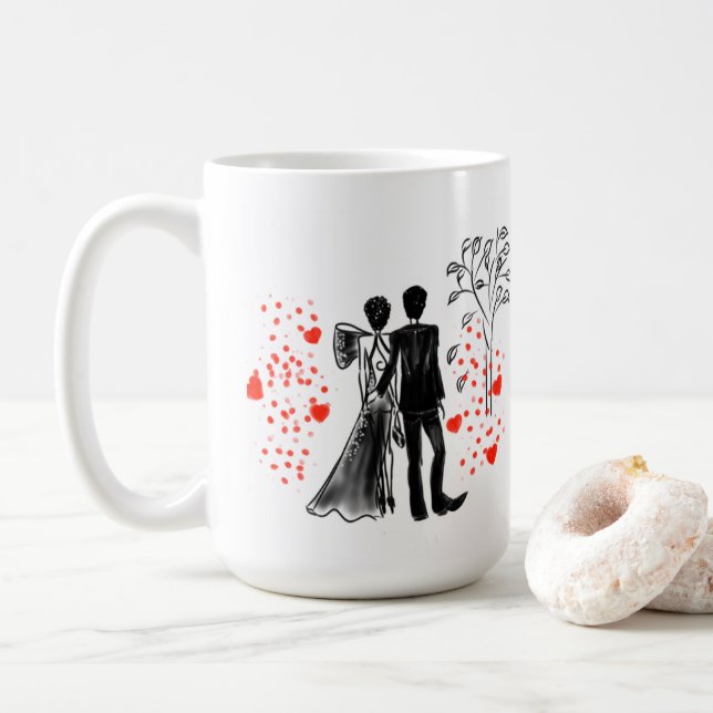 Be My Love Black Couple Art Classic Mug (With Donut)