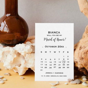 Be my maid of honour calendar proposal card
