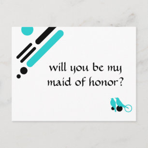 be my maid of honour mod birds invitation postcard