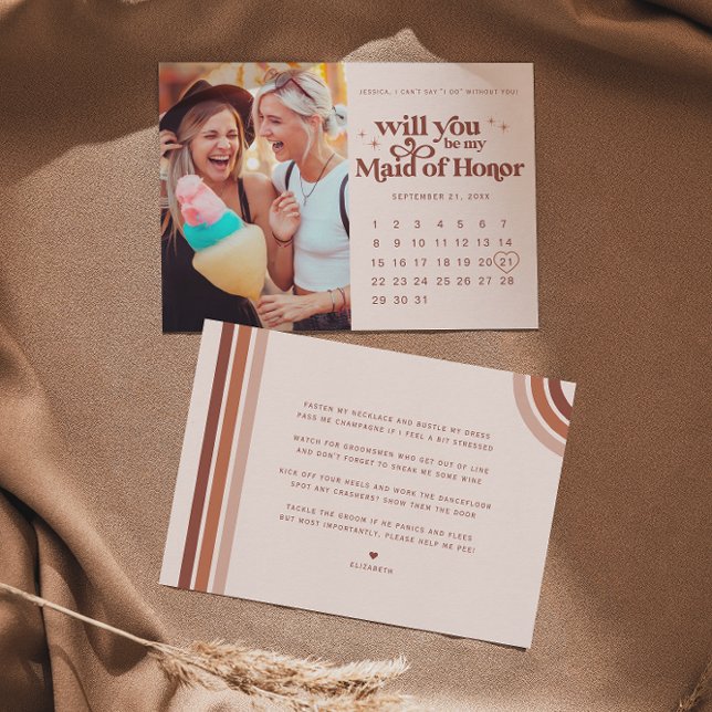Be My Maid of Honour | Photo & Calendar  Card (Creator Uploaded)