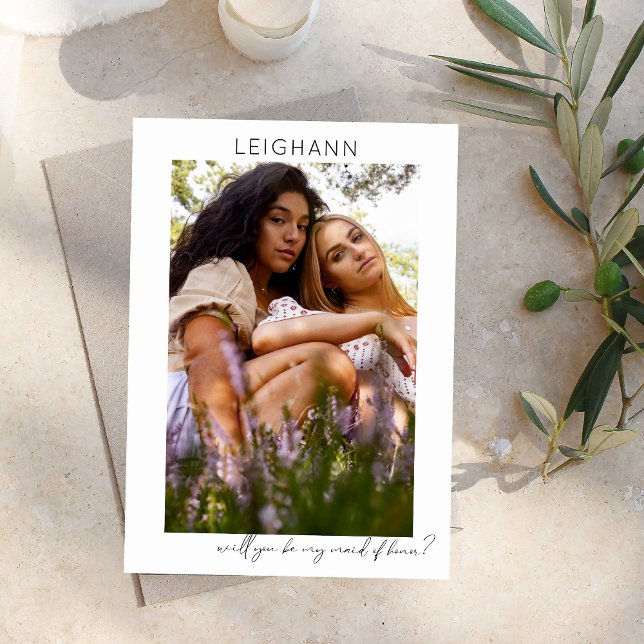 Be My Maid of Honour Photo Proposal Calligraphy V Invitation (Creator Uploaded)