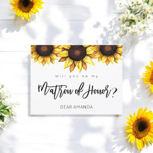 Be My Matron of Honour Yellow Sunflower Postcard