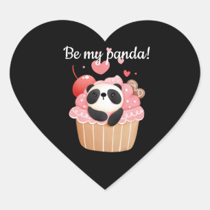 Be my panda valentine heart sticker