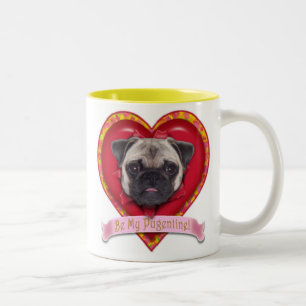 Be My Pugentine! Valentine Pug Mug Pink Banner