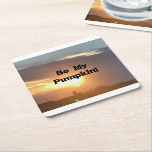 Be My Pumpkin! Square Paper Coaster