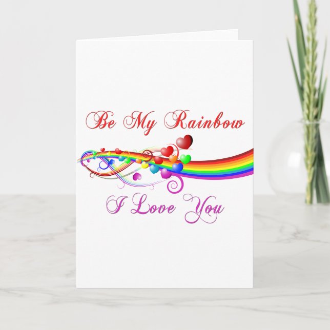 Be My Rainbow Gay Valentine Holiday Card (Front)