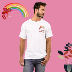Be My Rainbow Valentine Romantic Heart Rustic Rose T-Shirt