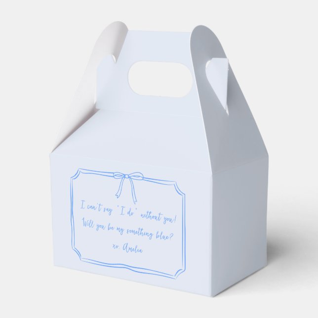 Be my something blue? Bow Bridesmaid Proposal  Favour Box (Front Side)