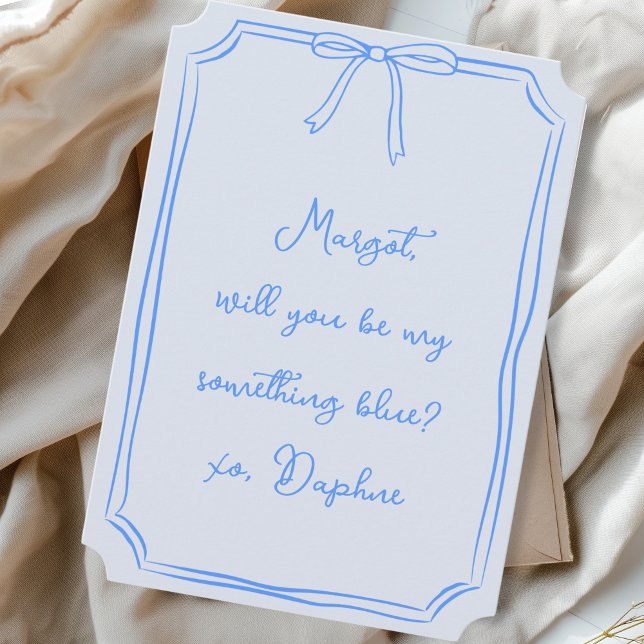 Be my something blue? Bow Bridesmaid Proposal Invitation (Creator Uploaded)