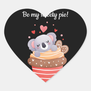 Be my sweety pie koala invitation heart sticker