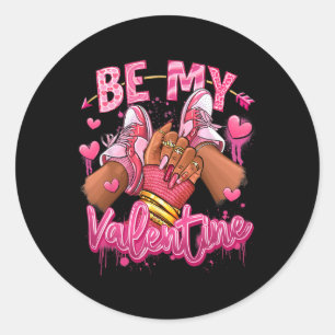 Be My Valentine Afro Girl Sneakers Valentines Wome Classic Round Sticker