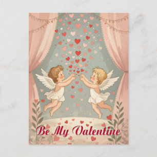 Be My Valentine Angel Cherubs Illustration Postcard