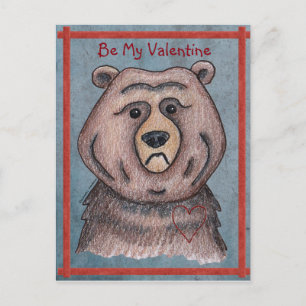 Be My Valentine Bear Postcard