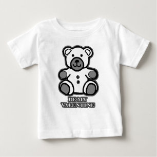 Be My Valentine Bear White Black The MUSEUM Zazzle Baby T-Shirt