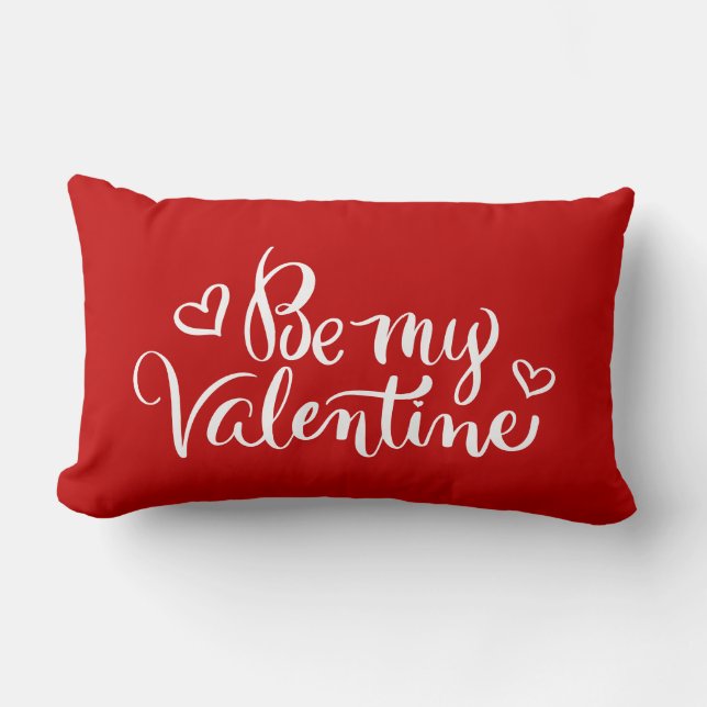 Be My Valentine Brush Calligraphy  Lumbar Cushion (Front)