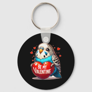 Be My Valentine Budgie Heart  Key Ring