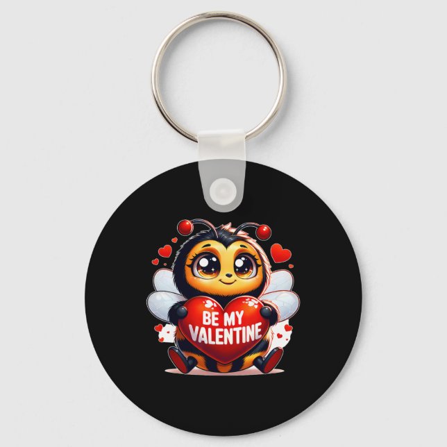 Be My Valentine Bumblebee Heart  Key Ring (Front)