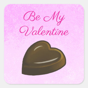 Be My Valentine Chocolate Heart Square Sticker