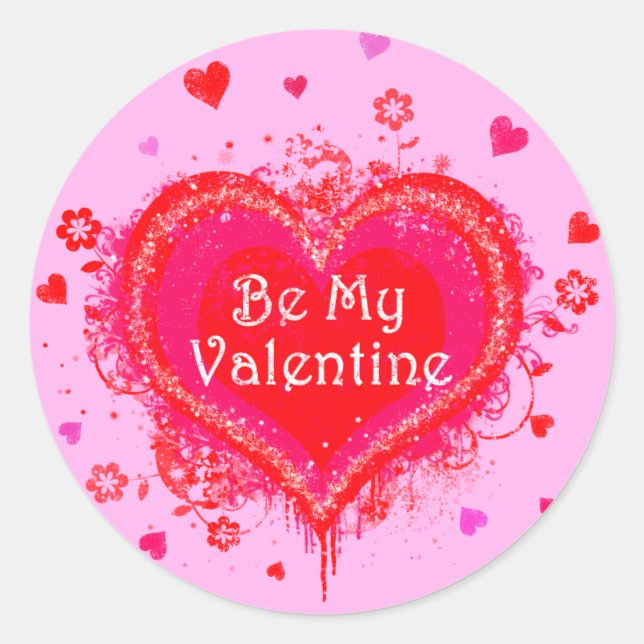 Be My Valentine Classic Round Sticker (Front)