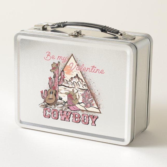 Be My Valentine Cowboy  Metal Lunch Box (Front)
