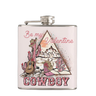 Be My Valentine Cowboy Romantic Western Desert Hip Flask