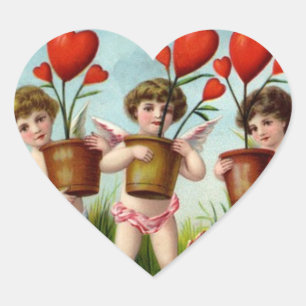 Be My Valentine Cupid Heart Sticker