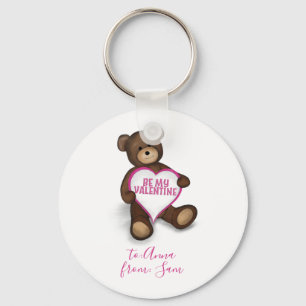 Be My Valentine Custom Cute Vintage Teddy Bear Key Ring