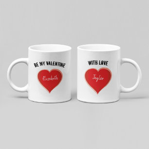 Be My Valentine Custom Name Heart  Coffee Mug