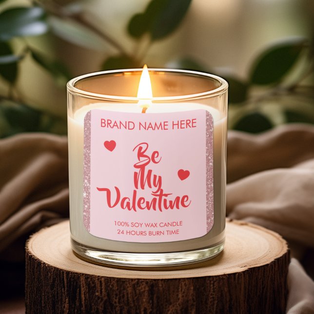 Be My Valentine Custom Pink Candle Labels  (Creator Uploaded)