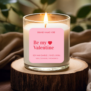 Be My Valentine Custom    Red &b Pink Candle Square Sticker