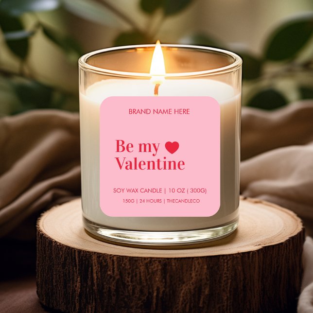 Be My Valentine Custom  | Red &b Pink Candle Square Sticker (Creator Uploaded)