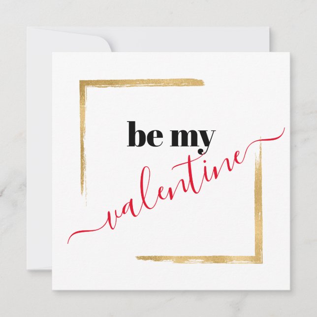Be My Valentine Custom White Typography Card (Front)