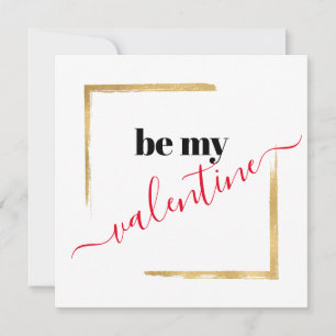 Be My Valentine Custom White Typography Card