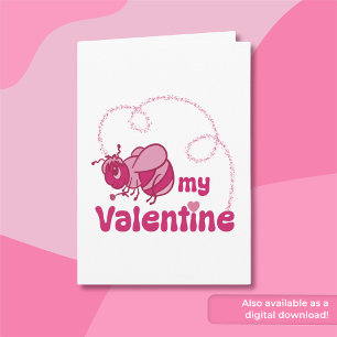 Be My Valentine Cute Bumble Bee Cartoon Card