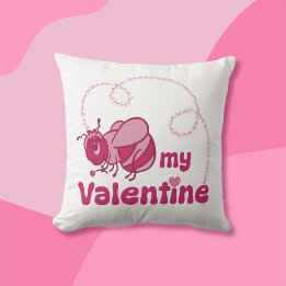 Be My Valentine Cute Bumble Bee Cartoon Cushion