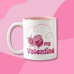 Be My Valentine Cute Bumble Bee Cartoon Two-Tone Coffee Mug