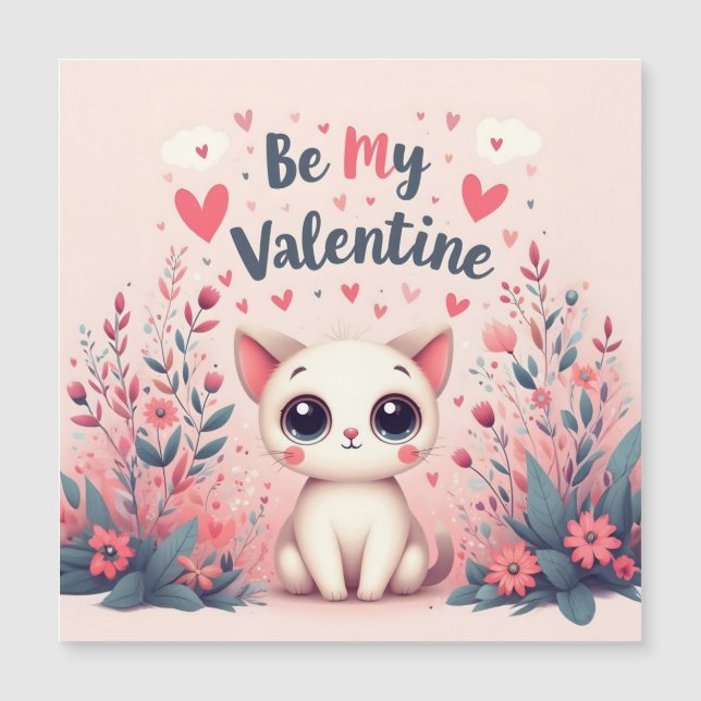 Be My Valentine Cute Cat Illustration (Front)