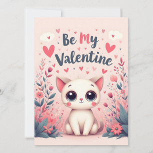 Be My Valentine Cute Cat Illustration