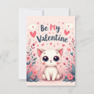 Be My Valentine Cute Cat Illustration