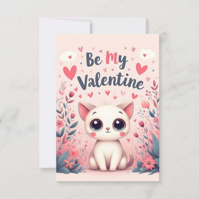 Be My Valentine Cute Cat Illustration (Front)